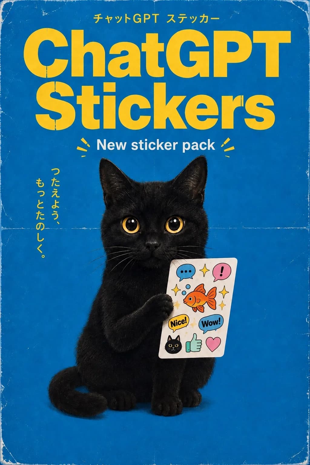ChatGPT sticker packaging featuring a black cat